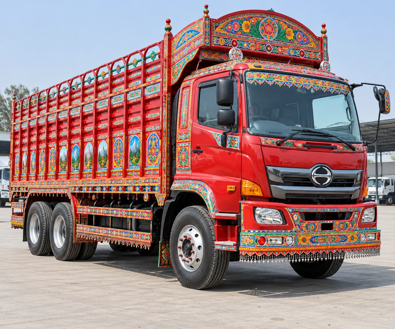 AI-generated illustration: Pakistani ten wheeler cargo transport